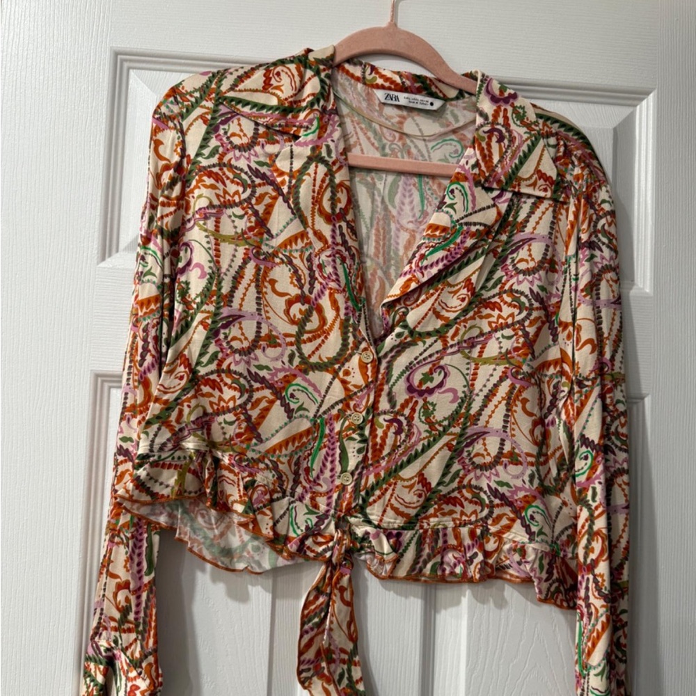 Zara Multicolor Patterned Women's Top Size L worn once